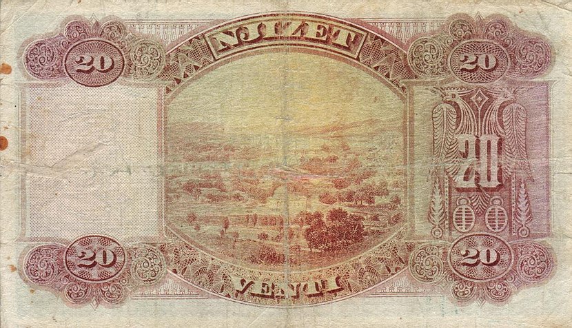 Back of Albania p12b: 20 Franka Ari from 1945