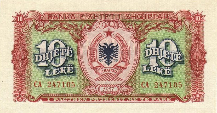 Front of Albania p28a: 10 Leke from 1957