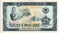 p37a from Albania: 25 Leke from 1964