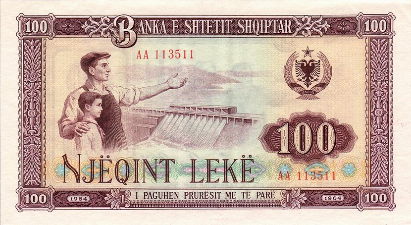Front of Albania p39a: 100 Leke from 1964