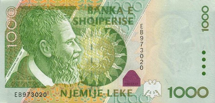 Front of Albania p69a: 1000 Leke from 2001