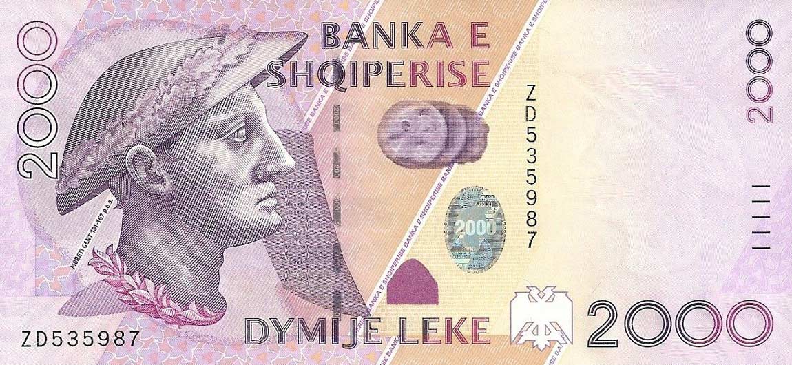 Front of Albania p74a: 2000 Leke from 2007