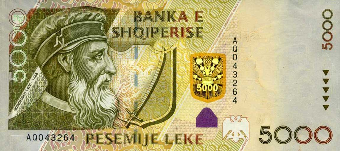 Front of Albania p75a: 5000 Leke from 2007