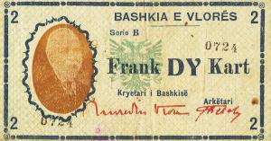 pS185 from Albania: 2 Franga Karte from 1924