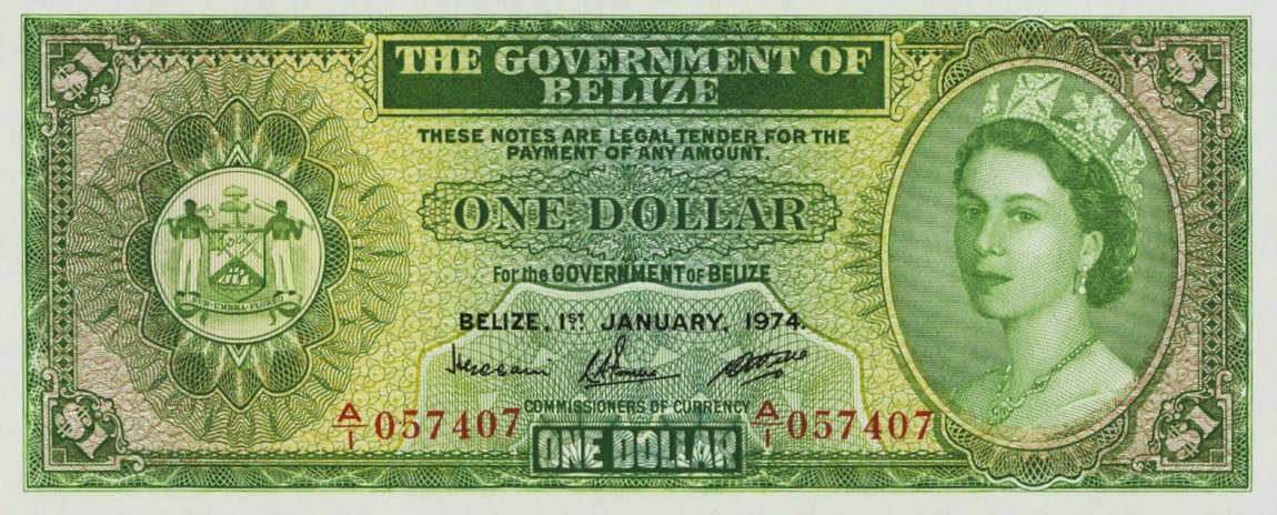 Front of Belize p33a: 1 Dollar from 1974