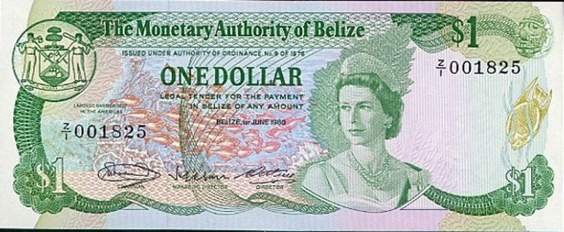 Front of Belize p38r: 1 Dollar from 1980