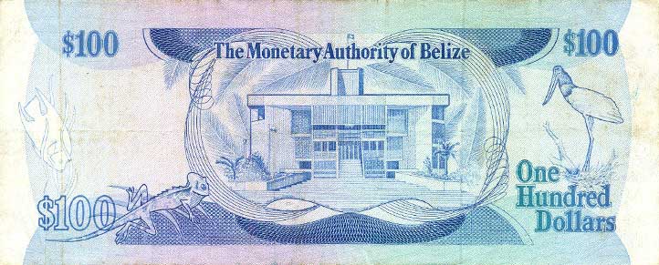 Back of Belize p42a: 100 Dollars from 1980