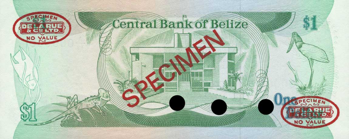 Back of Belize p46s: 1 Dollar from 1983