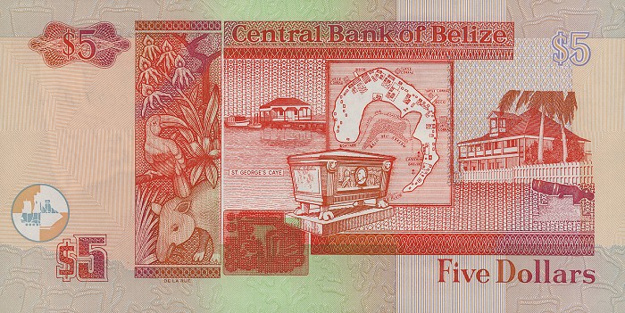 Back of Belize p61b: 5 Dollars from 2002