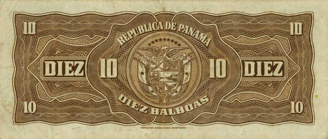 Back of Panama p24a: 10 Balboas from 1941