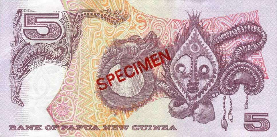 Back of Papua New Guinea p34s: 5 Kina from 2007