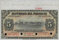 p140s from Paraguay: 5 Pesos from 1916