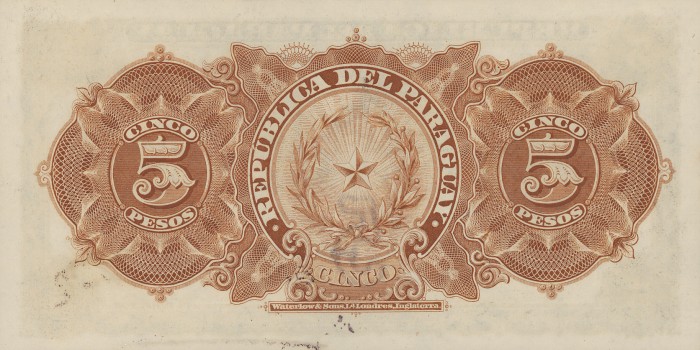 Back of Paraguay p156: 5 Pesos from 1907