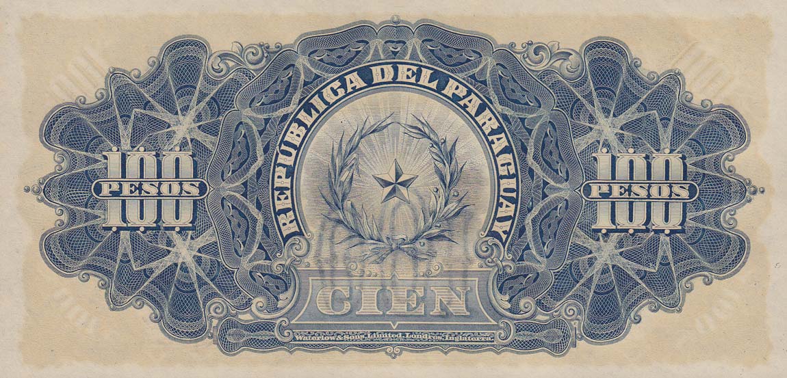 Back of Paraguay p159: 100 Pesos from 1907