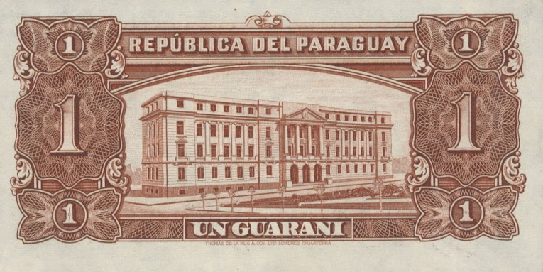 Back of Paraguay p178a: 1 Guarani from 1943