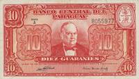 p187b from Paraguay: 10 Guaranies from 1952