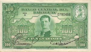 p189a from Paraguay: 100 Guaranies from 1952