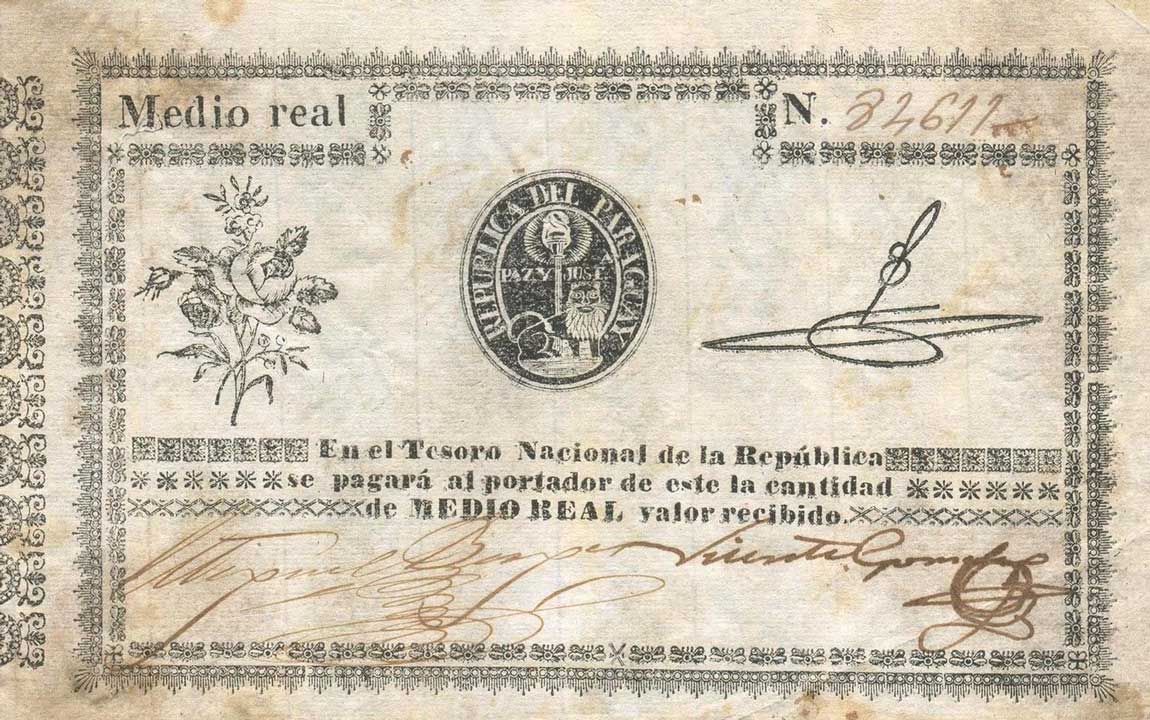 Front of Paraguay p1: 0.5 Real from 1856