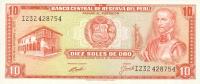 p100b from Peru: 10 Soles de Oro from 1970