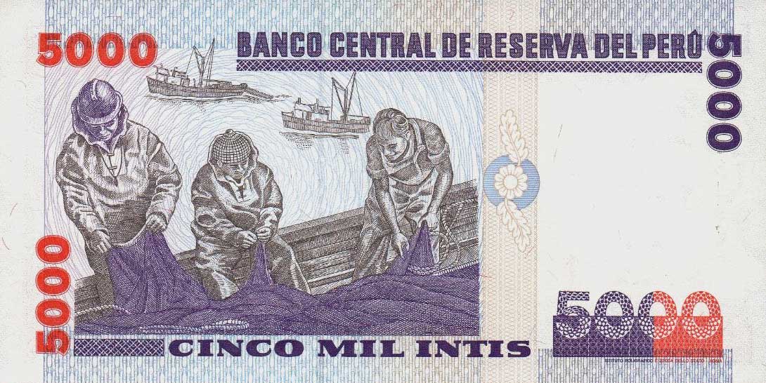 Back of Peru p138: 5000 Intis from 1988