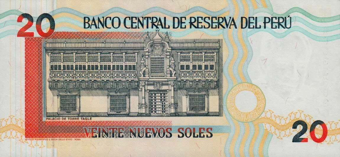 Back of Peru p153: 20 Nuevos Soles from 1992