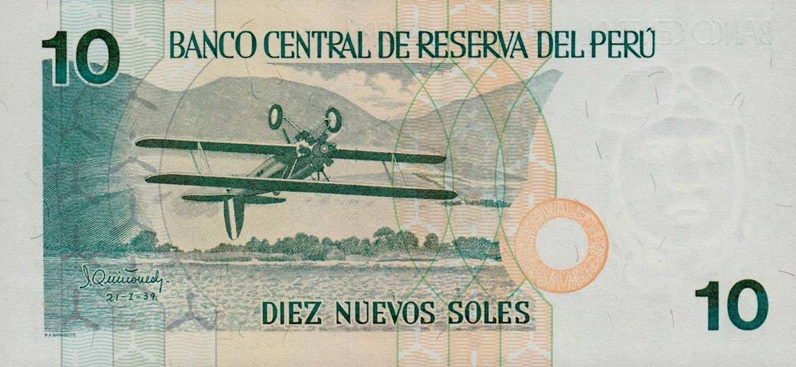 Back of Peru p166a: 10 Nuevos Soles from 1997