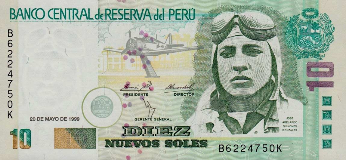 Front of Peru p166a: 10 Nuevos Soles from 1997