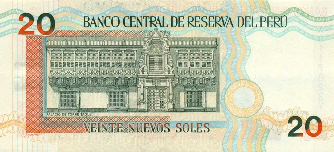 Back of Peru p170: 20 Nuevos Soles from 1999