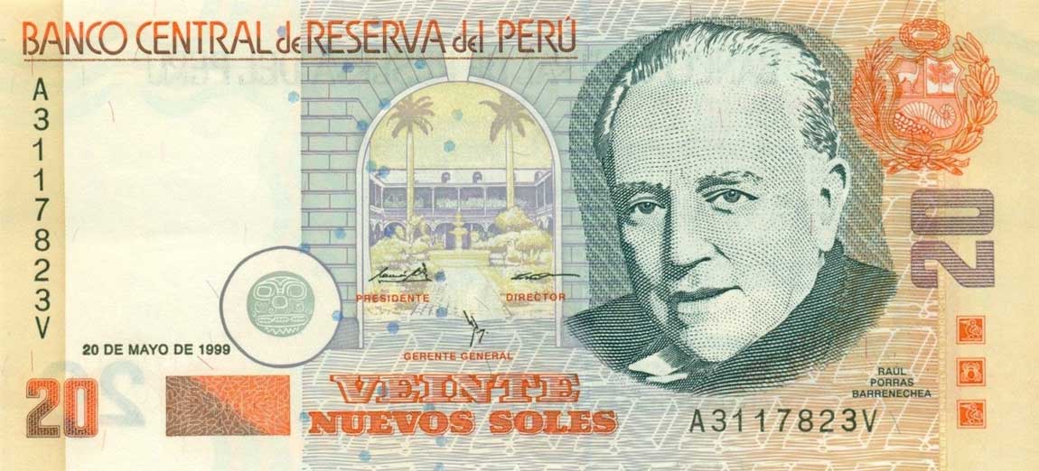 Front of Peru p170: 20 Nuevos Soles from 1999