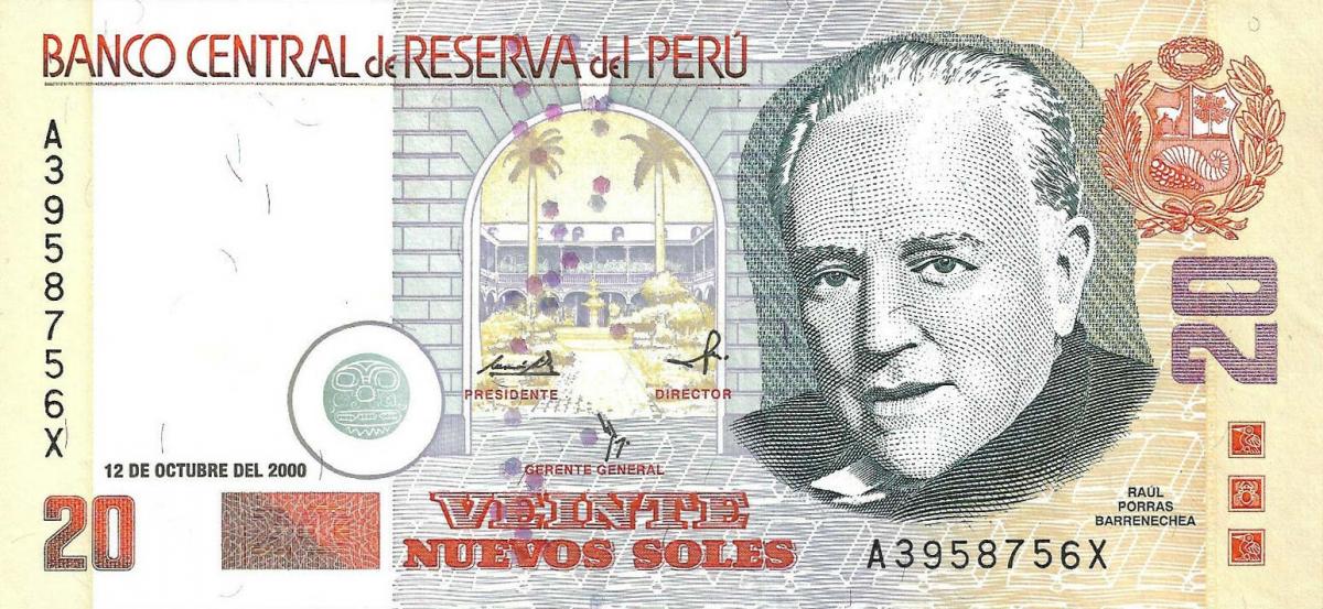 Front of Peru p173: 20 Nuevos Soles from 2000