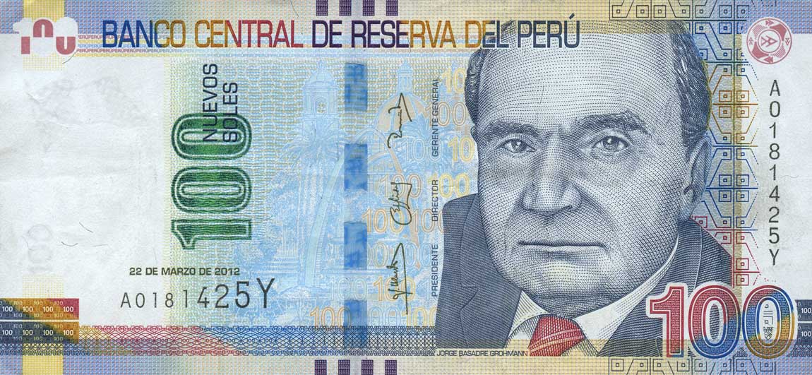 Front of Peru p190a: 100 Nuevos Soles from 2012