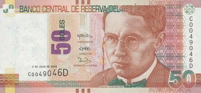 Front of Peru p194: 50 Nuevos Soles from 2018
