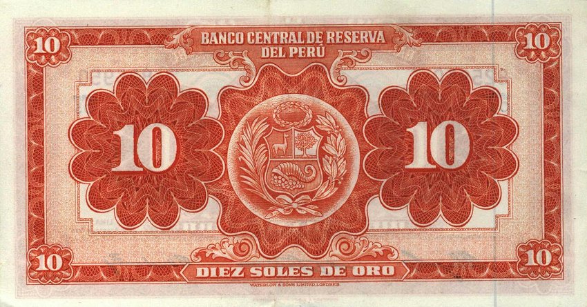 Back of Peru p82: 10 Soles from 1958
