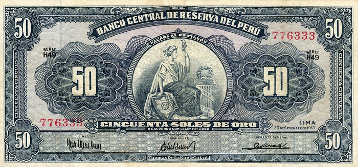 Front of Peru p85a: 50 Soles de Oro from 1962