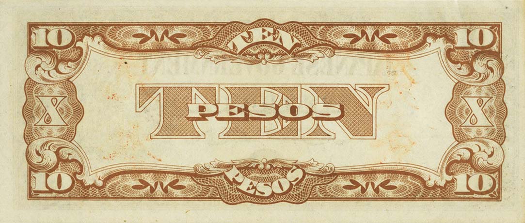 Back of Philippines p108s: 10 Pesos from 1942