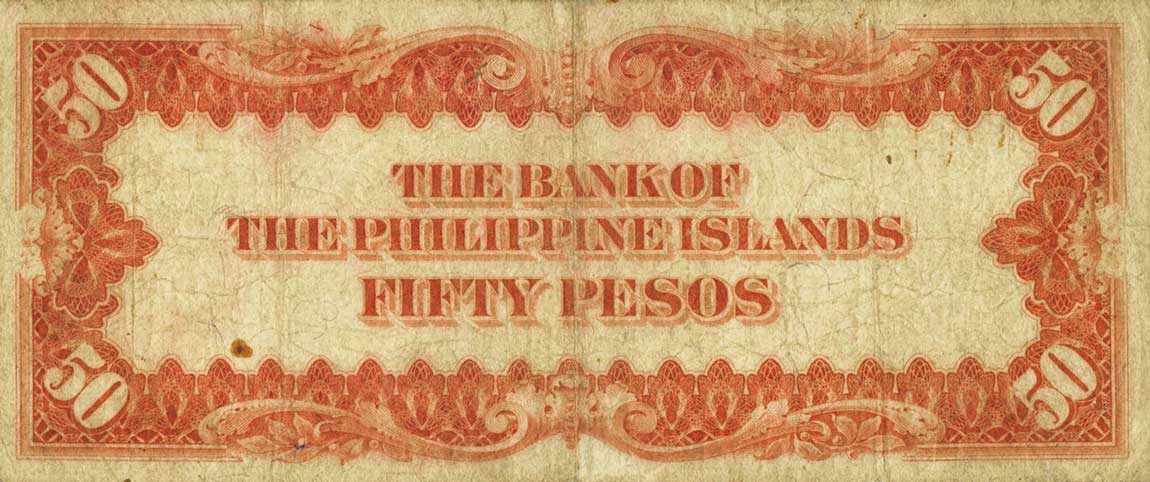 Back of Philippines p10b: 50 Pesos from 1912