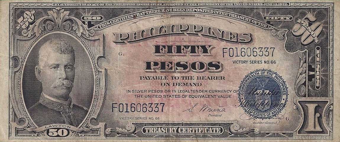 Front of Philippines p122c: 50 Pesos from 1949