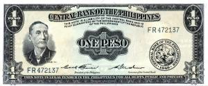 p133d from Philippines: 1 Peso from 1949