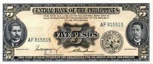 p135b from Philippines: 5 Pesos from 1949