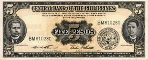 p135d from Philippines: 5 Pesos from 1949