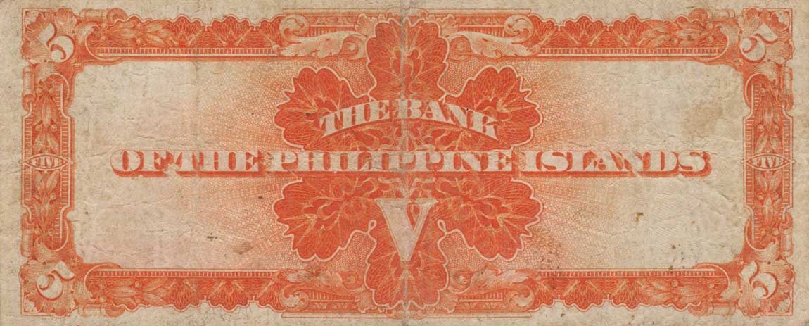 Back of Philippines p13a: 5 Pesos from 1920