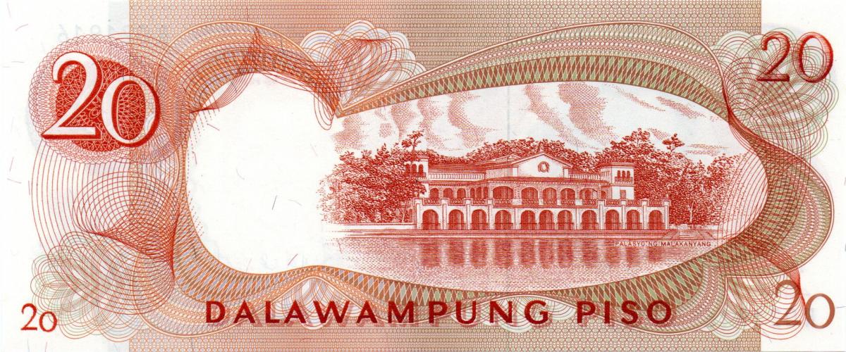 Back of Philippines p145b: 20 Piso from 1969
