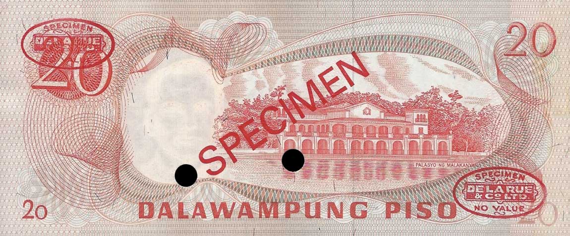 Back of Philippines p155s2: 20 Piso from 1970