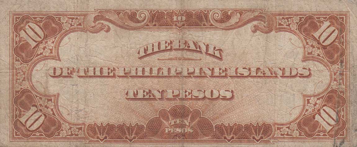 Back of Philippines p17a: 10 Pesos from 1928
