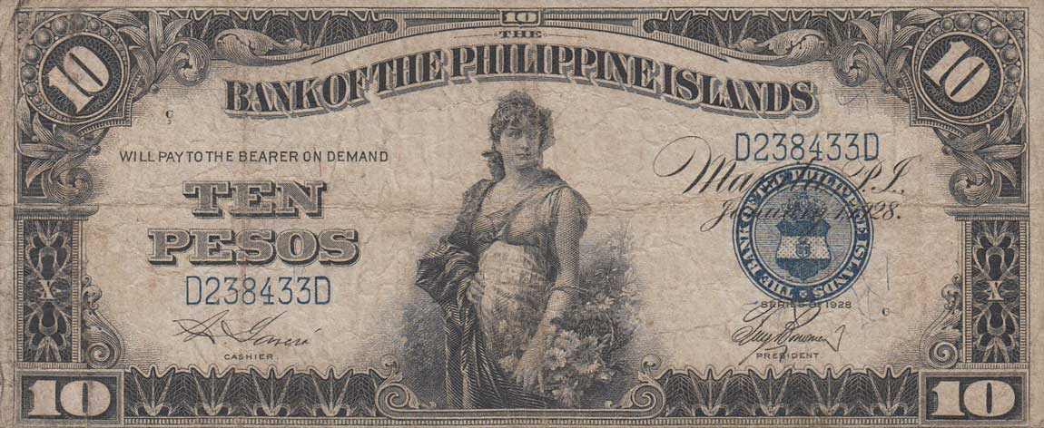 Front of Philippines p17a: 10 Pesos from 1928