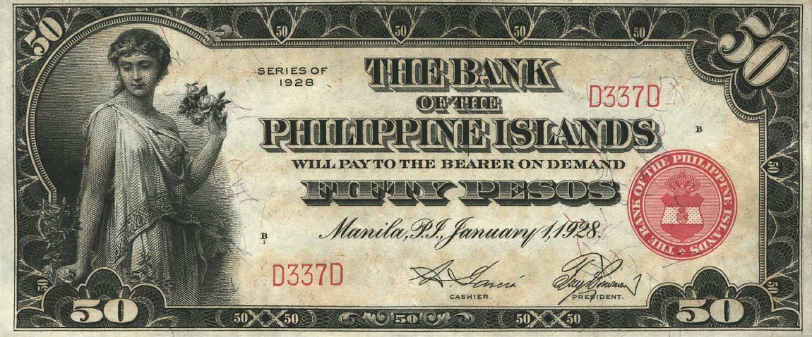 Front of Philippines p19: 50 Pesos from 1928