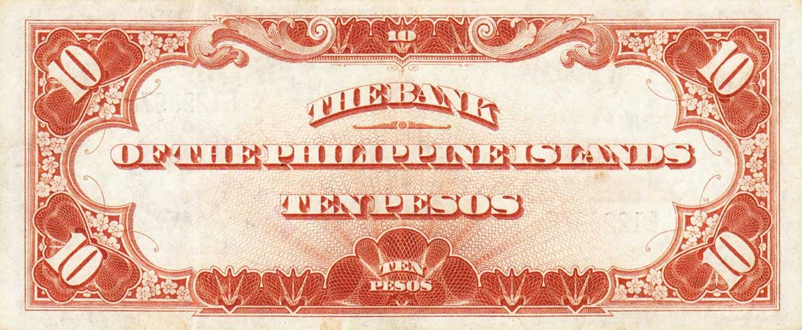 Back of Philippines p23a: 10 Pesos from 1933
