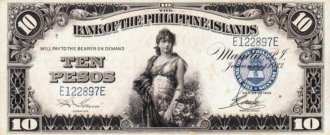 Front of Philippines p23a: 10 Pesos from 1933