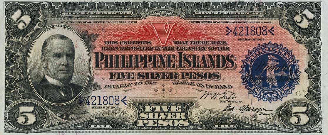 Front of Philippines p26a: 5 Pesos from 1903