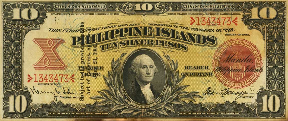 Front of Philippines p27A: 10 Pesos from 1903